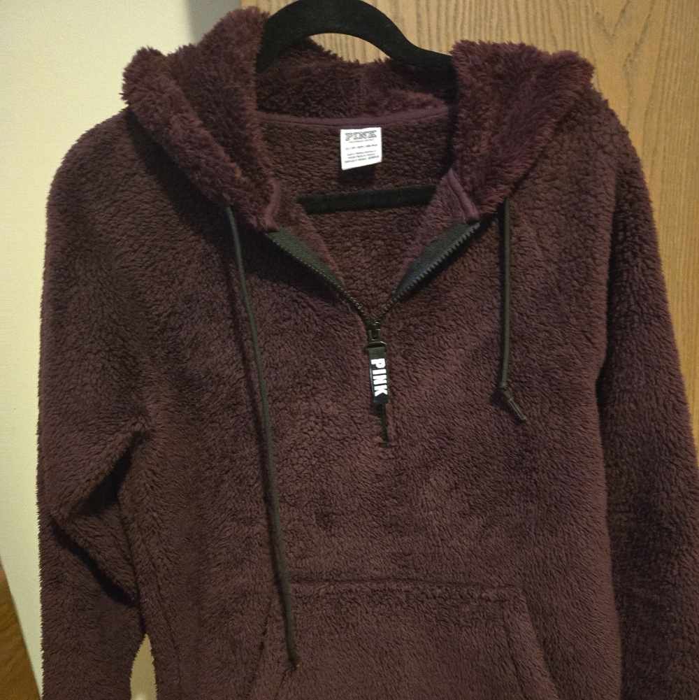 Pink Fleece Hoodie in Deep Purple